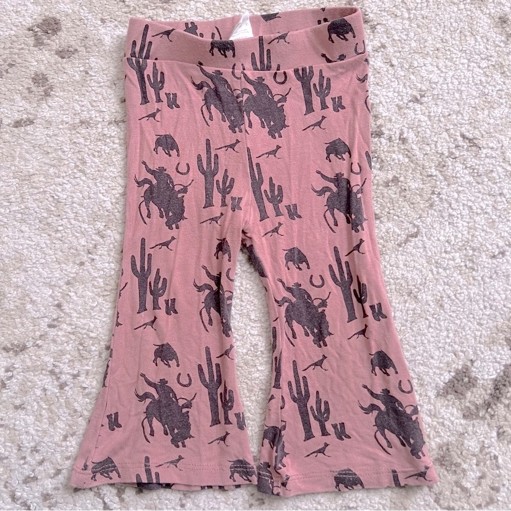 KATE QUINN | Western Cactus and Bull Print Flare Pants